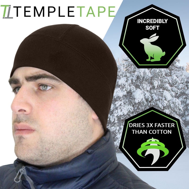 Temple Tape Tactical Fleece Watch Cap Beanie â€“ Skull Cap Fleece Hat - Deep Brown - XL (for Larger Heads) - Image 4